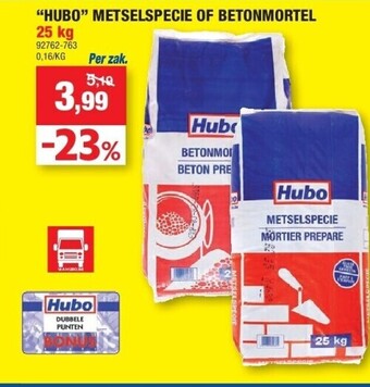 Hubo “hubo” metselspecie of betonmortel 25 kg aanbieding
