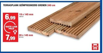 Hubo Terrasplank geïmpregneerd grenen 240 cm 19 x 145 mm aanbieding
