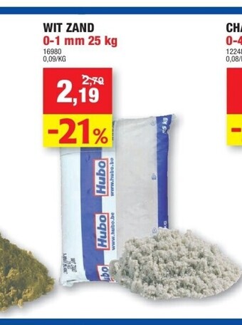 Hubo Wit zand 0-1 mm 25 kg aanbieding