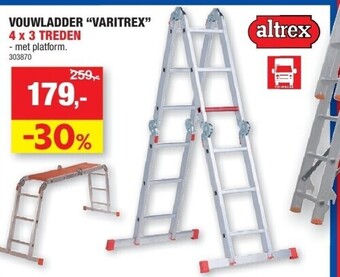 Hubo Vouwladder “varitrex” 4 x 3 treden aanbieding