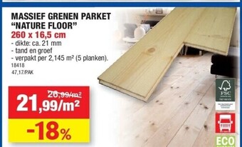 Hubo Massief grenen parket “nature floor” 260 x 16,5 cm aanbieding