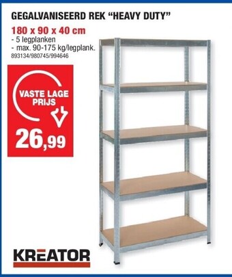 Hubo Gegalvaniseerd rek “heavy duty” 180 x 90 x 40 cm aanbieding