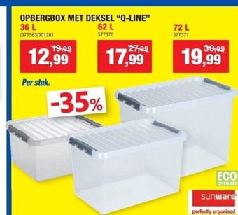 Hubo Opbergbox met deksel “q-line” 36 l aanbieding