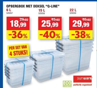 Hubo Opbergbox met deksel “q-line” 6 l aanbieding