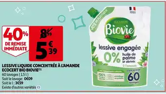 Auchan Biovie lessive liquide concentree a lamande ecocert bio 60 lavages aanbieding