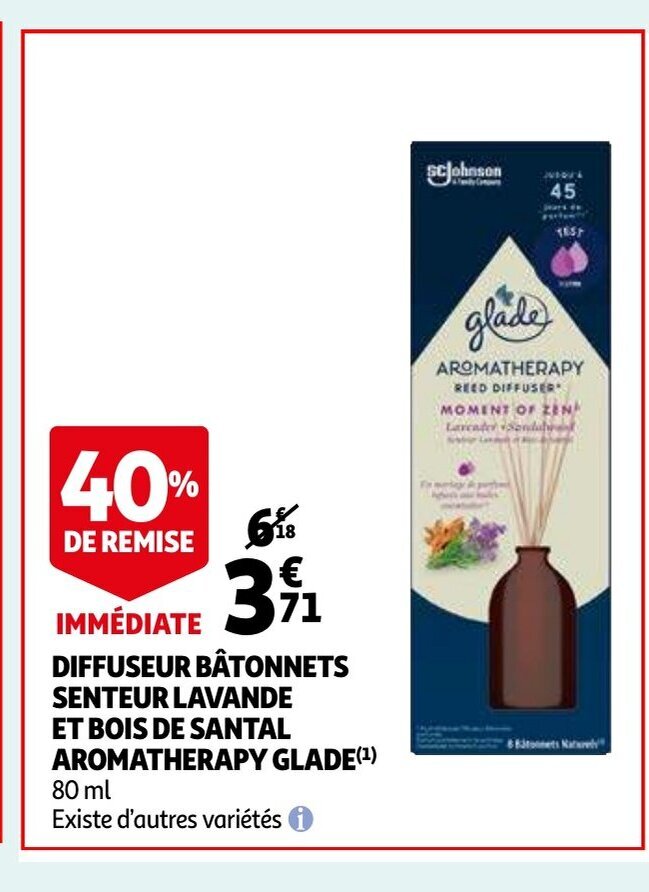 Glade diffuseur senteur lavande et bois de santal