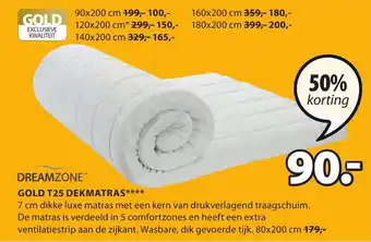 DreamZone Gold T25 dekmatras 80*200cm