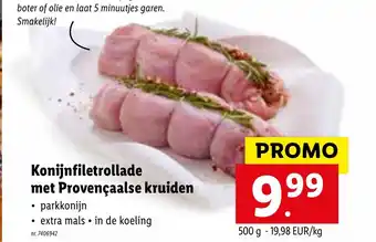 Lidl Konijnfiletrollade met provencaalse kruiden 500g aanbieding