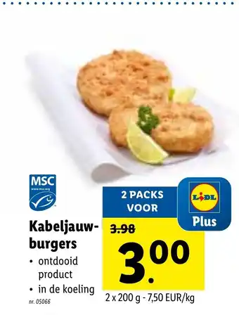 Lidl Kabeljauw burgers aanbieding