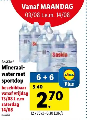 Lidl Mineraal water met sportdop aanbieding