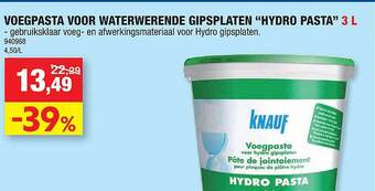 Hubo Voegpasta voor waterwerende gipsplaten hydro pasta aanbieding