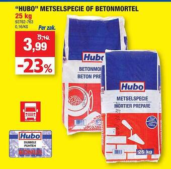 Hubo Hubo metselspecie of betonmortel aanbieding