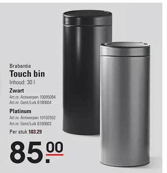 Sligro Brabantia touch bin aanbieding