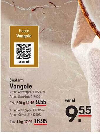 Sligro Seafarm vongole aanbieding
