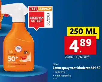 Lidl Zonnespray voor kinderen SPF 50 250ml aanbieding