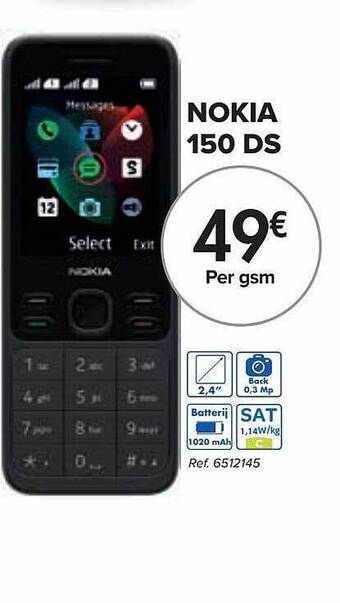 Carrefour Nokia 150 ds aanbieding