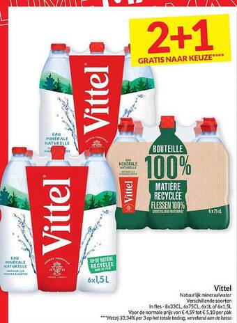 Intermarché Vittel natuurlijk mineraalwater aanbieding