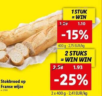 Lidl Stokbrood op franse wijze aanbieding