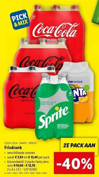 Lidl Cocacola, fanta, sprite frisdrank aanbieding
