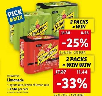 Lidl Schweppes limonade aanbieding