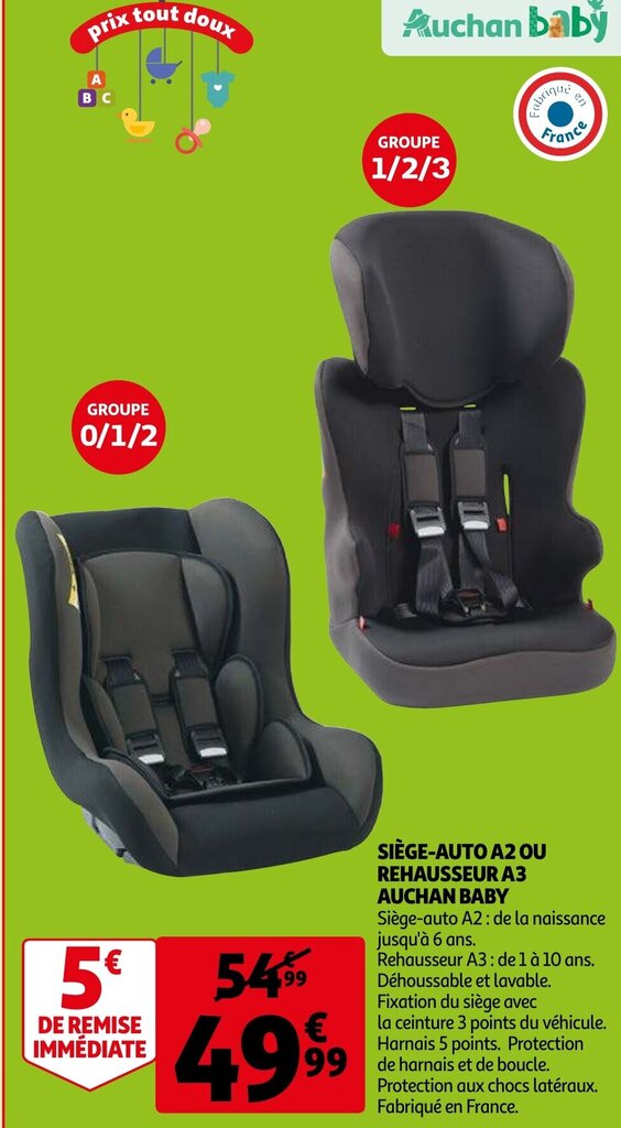 Siegeauto A2 ou rehausseur A3 promotie bij Auchan