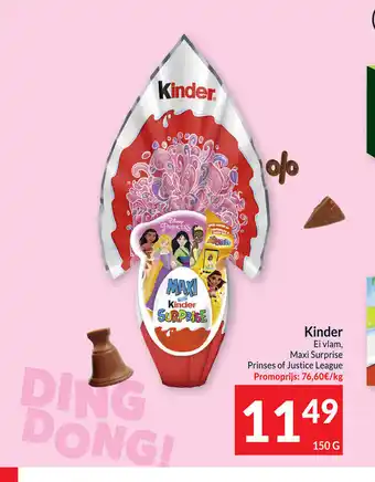 Intermarché Kinder Ei vlam, Maxi Surprise Prinses of Justice League 150 g aanbieding