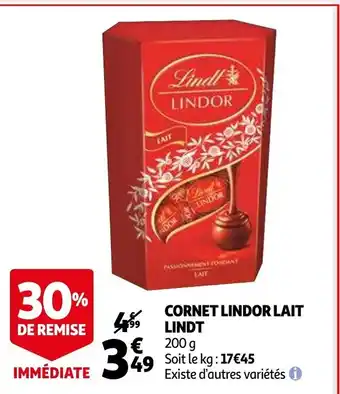 Lindt cornet Lindor lait 200G