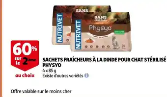 Auchan Nutrivet sachets fraicheurs a la dinde pour chat sterilise physyo 4x85G aanbieding