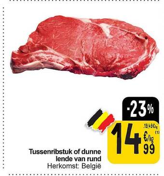 Tussenribstuk of dunne lende van rund