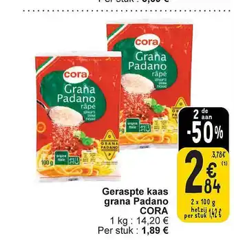 Cora Geraspte kaas grana padano aanbieding