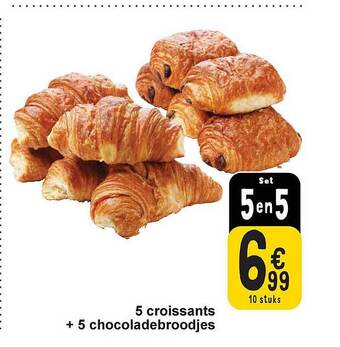 Cora 5 croissants + 5 chocoladebroodjes aanbieding