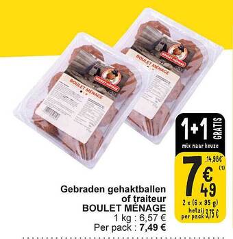 Cora Gebraden gehaktballen of traiteur boulet ménage aanbieding