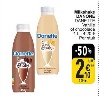 Cora Milkshake danone danette aanbieding