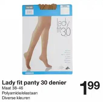 Zeeman Lady fit panty 30 denier 38-46 aanbieding