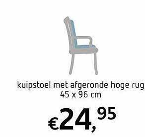 Kuipstoel met afgeronde hoge rug 45 x 96 cm