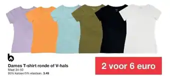Dames t-shirt ronde of v-hals