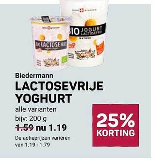 Biedermann lactosevrije yoghurt