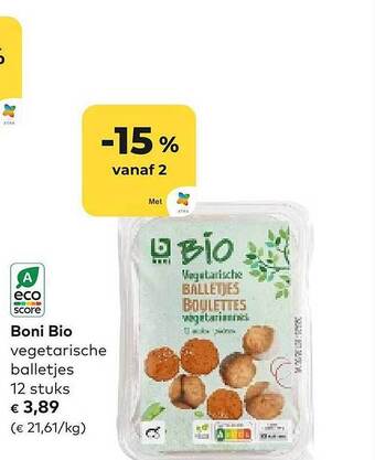 Bio Planet Boni bio vegetarische balletjes 12 stuks aanbieding