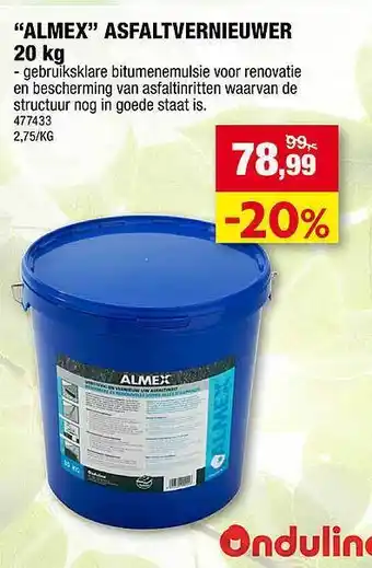 Hubo "almex" asfaltvernieuwer 20 kg aanbieding bij hubo aanbieding