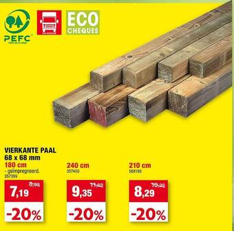 Vierkante paal 68 x 68 mm
