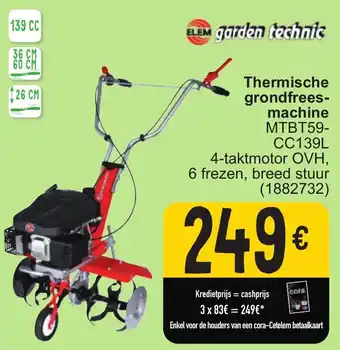 Cora Elem thermische grondfrees- machine MTBT59CC139L 4-taktmotor OVH, 6 frezen, 139 CC (1882732) aanbieding