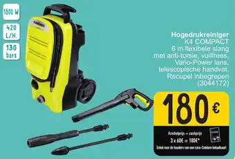 Cora Karcher hogedrukreiniger K4 compact 6 m flexibele slang 1800 W, 13 bars (3044172) aanbieding