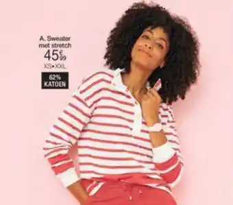 Sweater met stretch XS-XXL 62% katoen