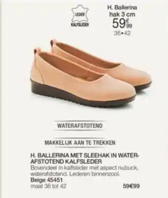 Damart Ballerina met sleehak in water afstotemd kalfsleder hak 3CM 36-42 aanbieding