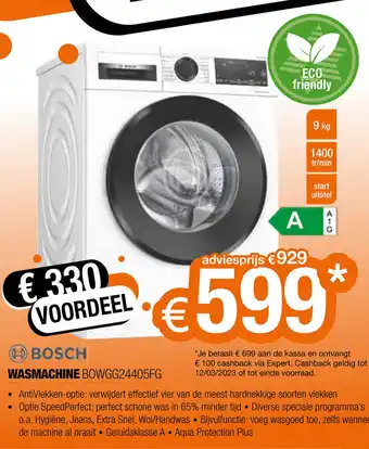 Expert Bosch wasmachine BOWGG24405FG aanbieding