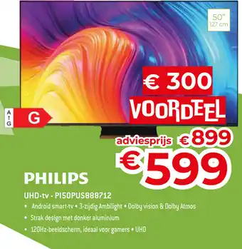 Exellent Philips UHD-TV-PI50PUS888712 aanbieding