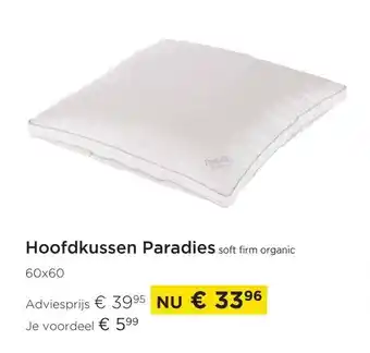 Paradies soft firm organic hoofdkussen 60x60