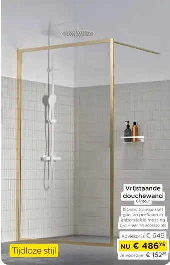 Vrijstaande douchewand contour