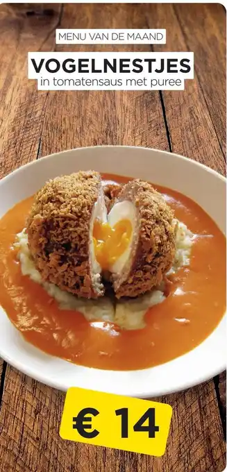 Vogelnestjes in tomatensaus met puree