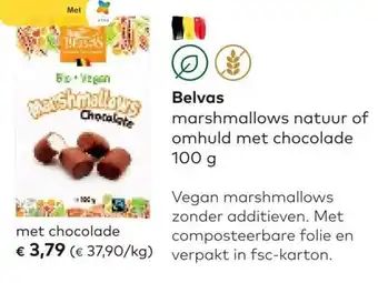 Belvas Marshmallow natuur of omhuld met chocolade 100g